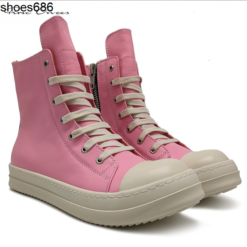 

Main street brand Rick high skate shoes Owens sneakers men pink leather CasualShoes men sneakers men shoes women shoes