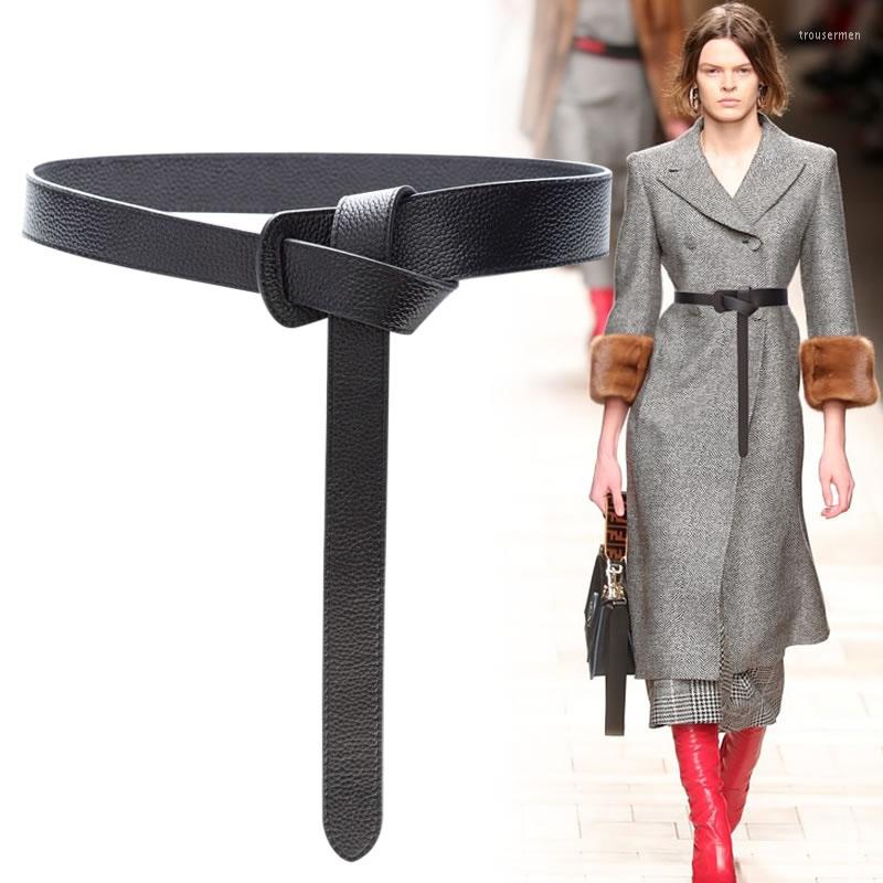 

Belts Genuine Leather Skinny Waist Belt Thin Dress For Women Ladies Wrap Around Self Tie Obi Cinch Band Boho, Black