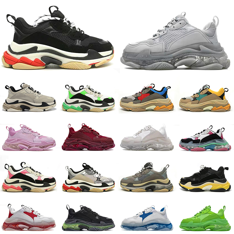 

triple s men women designer casual shoes platform sneakers black white Dark Grey Pink Split Multi Fuchsia Beige taupe mens trainers sports Jogging Walking, #13