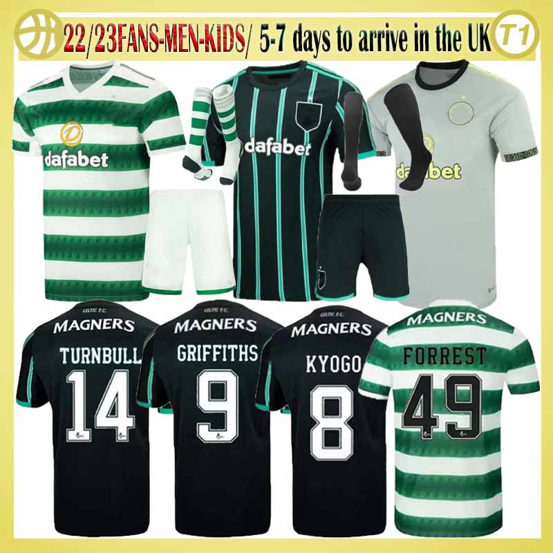 

22 23 Celtic away home soccer jersey KYOGO JOTA AJETI 2022 2023 Mens Kids ABADA MCGREGOR TURNBULL STARFELT CARTER-VICKERS THIRD BABY JUNIOR INFANT football shirt kit, Away+player