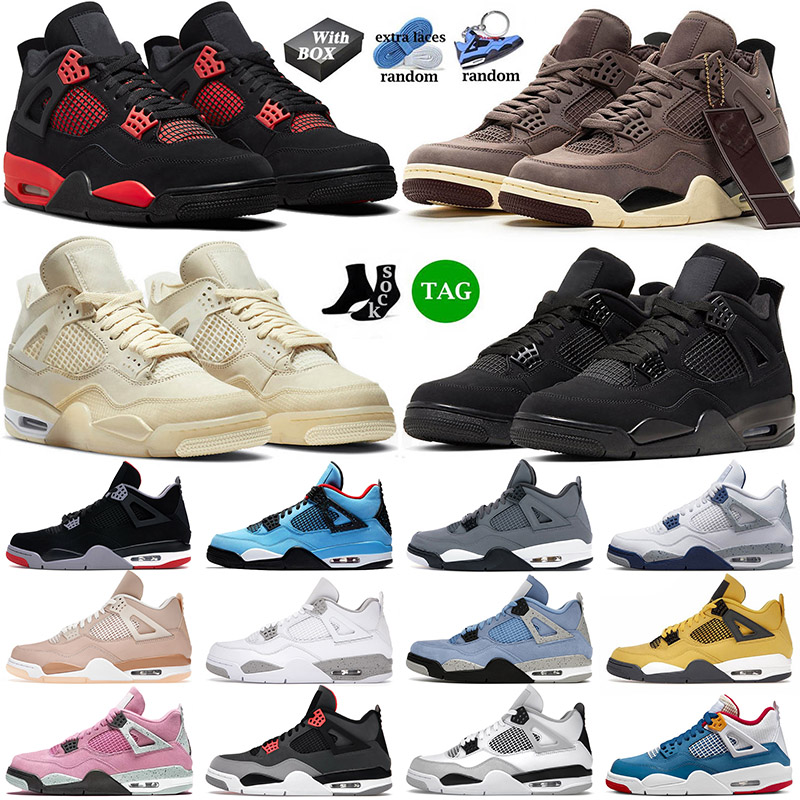 

With Box 2022 Men Basketball Shoes 4 4s IV Jumpman Red Thunder Violet Ore Shimmer Offs White Military Black Cat J4 Mens Women Trainers, D35 royalty 36-50