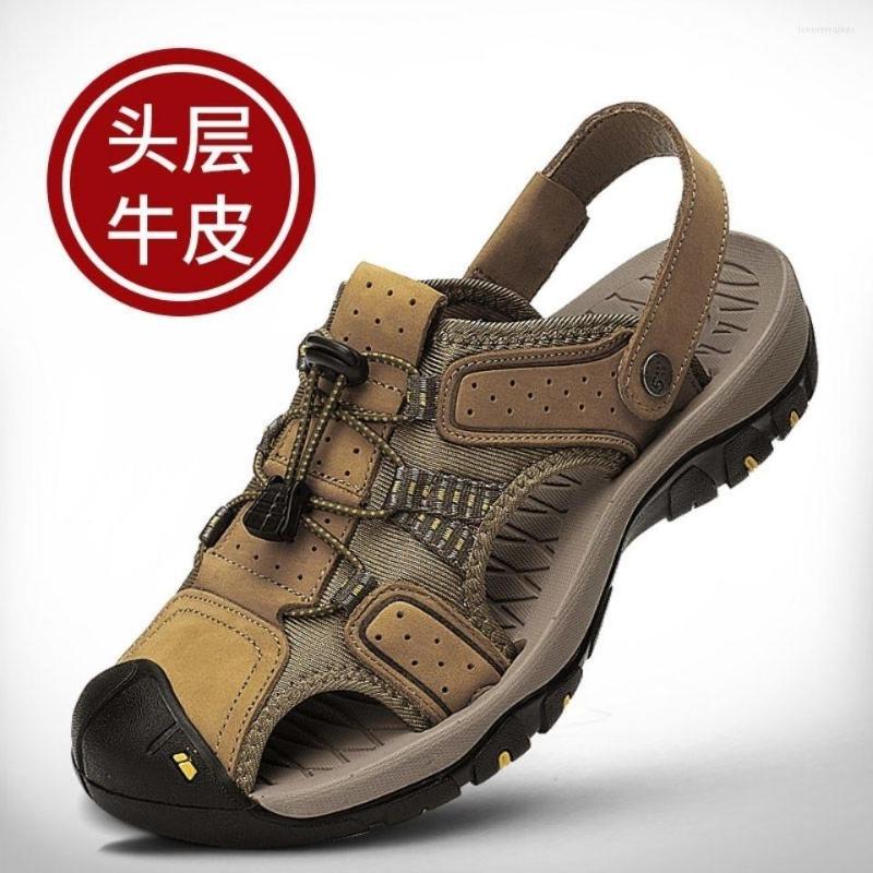 

Sandals Men's Top Leather Shoes Sandalias Hombre Chaussure Homme, Golden
