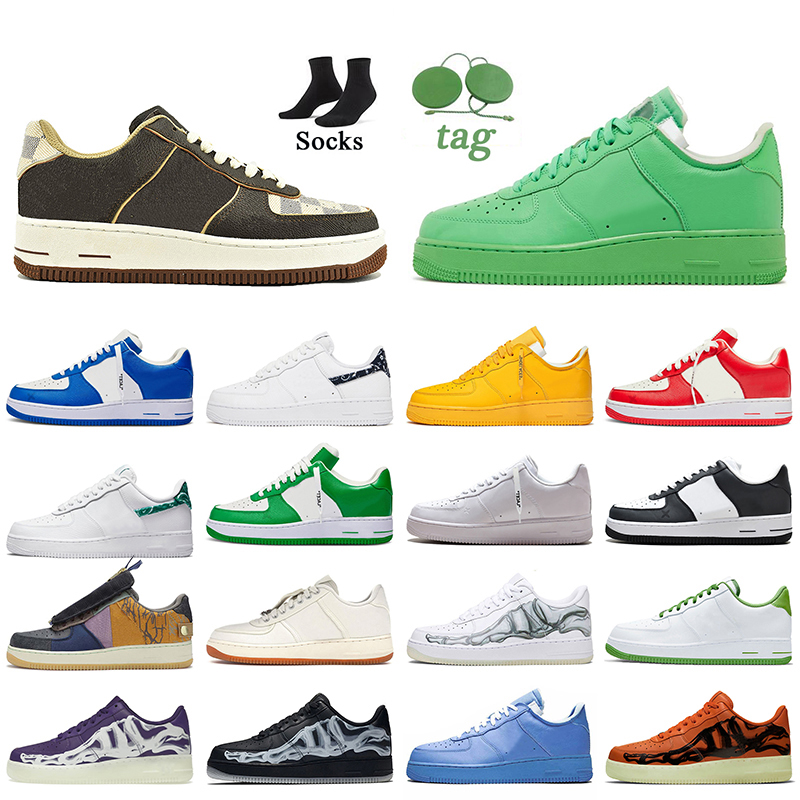 

Printing Brown Low Designer Running Shoes Offs White Light Green Spark Travis Scotts Skeleton Orange Red Green AirForces AF1s Platform Sneakers Paisley Trainers, B58 jdi white 36-45
