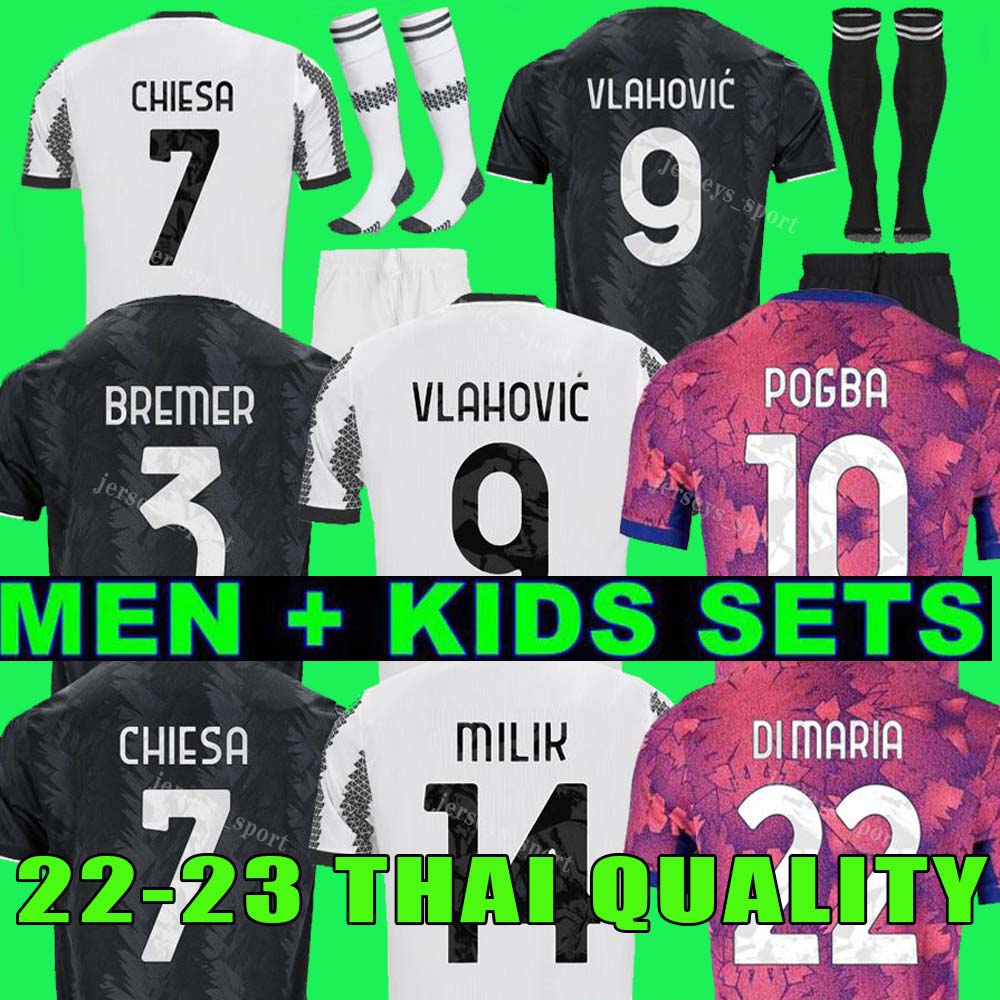 

fans player version 2022 2023 JUVE soccer jersey DI MARIA VLAHOVIC BREMER POGBA CHIESA jerseys 22 23 Men Kids uniform, 22 23 away adult