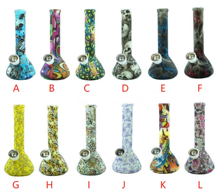 

Home Garden 7inch printing breaker bongs silicone bong hookahs smoking water pipe dab rigs hookah Glow in the dark