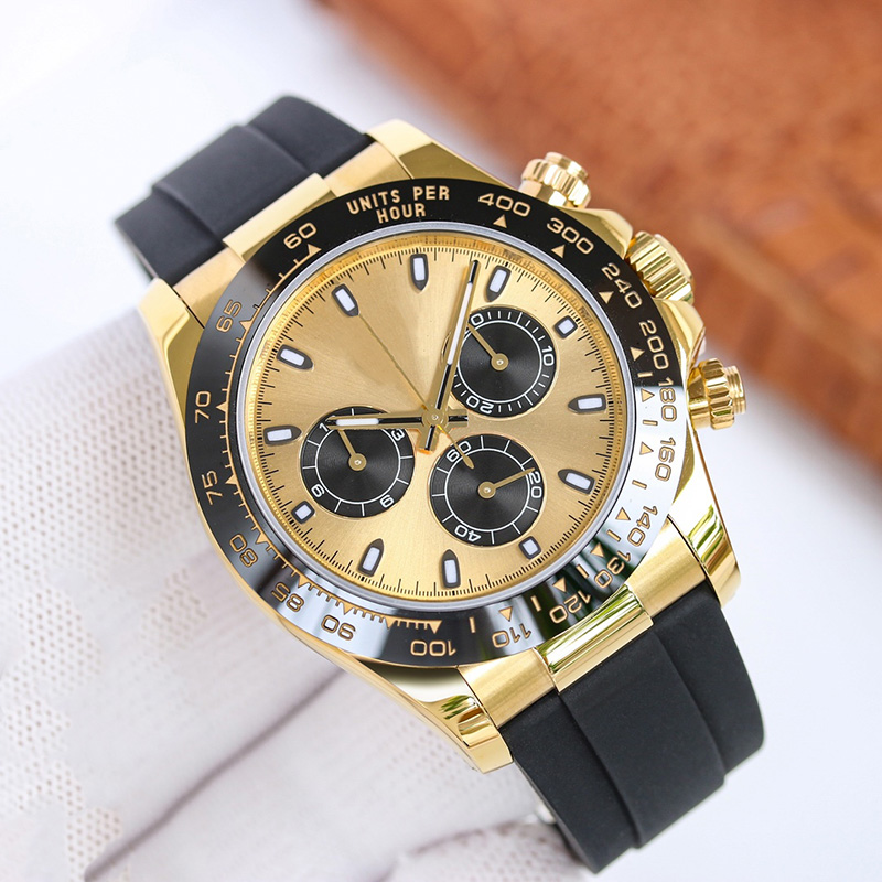 Mens Watch 4130 Movement Gold Watch Timing Mechanical Movement Stainless Steel Rubber Strap Sapphire Waterproof 41mm Montre De Luxe-image-932733010