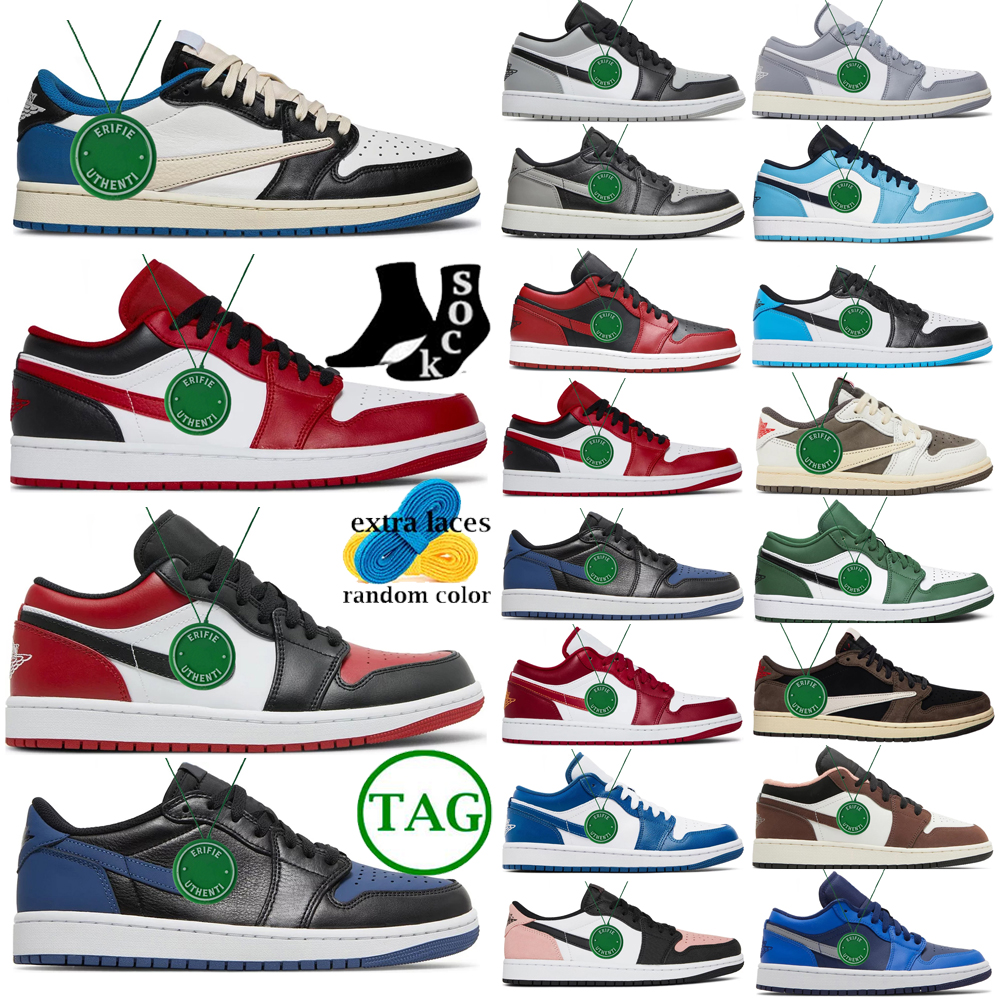 

2023 Basketball Shoes 1 Retro High OG Low Men Women 1s Reverse Mocha Patent Bred Yellow Toe University Fragment Design Blue Unc triple Black, Box