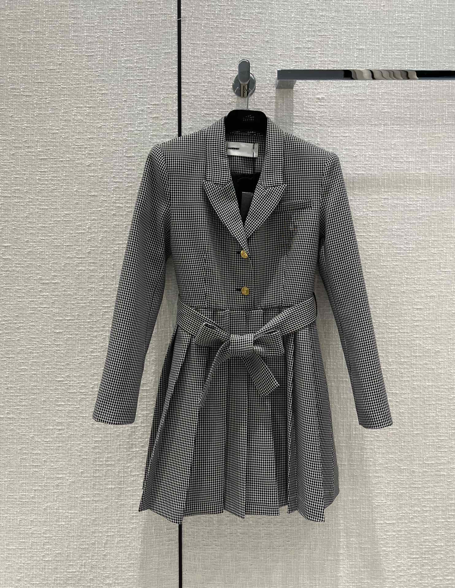 

Milan Runway dresses 2022 New Autumn Winter Lapel Neck Long Sleeve Plaid Women' Designer Dress Brand Same Style Sundress 0909-2, Picture color