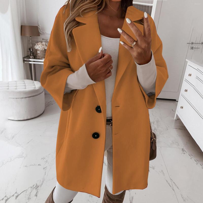 

Women' Jackets Womens 3/4 Sleeve Notched Lapel Collar Double Breasted Coat Winter Wool Blend Over Coats Long Casual Jacket, Black