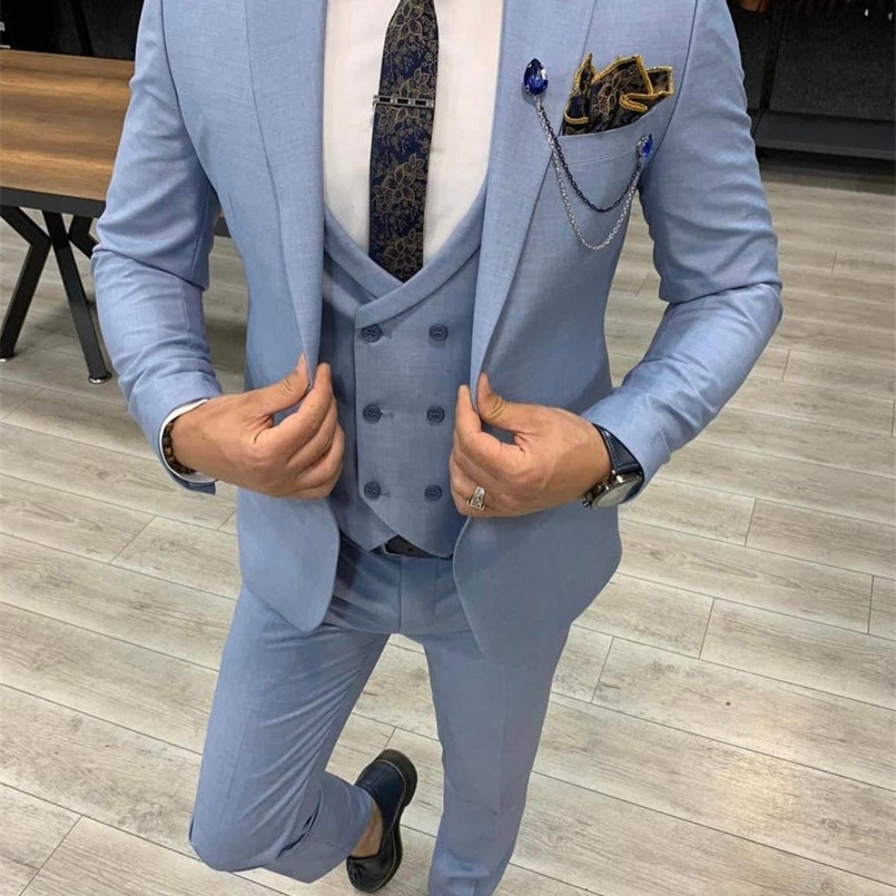 Costumes pour hommes Blazers Arrivée 3 Pièces Costumes pour hommes Slim Fit Revers en pointe Un bouton Tuxedos de mariage Prom Man Blazer JacketP
