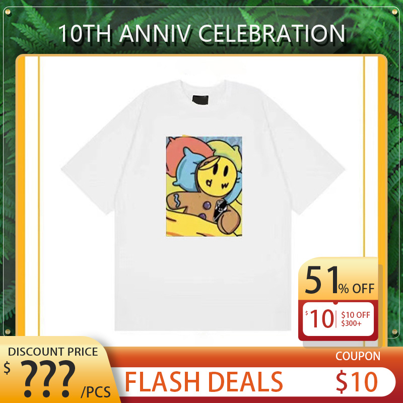 

Designer T shirts Mens Womens Fashion Smiley Pattern Tee Brand Cotton tshirts, Customize(not sale)