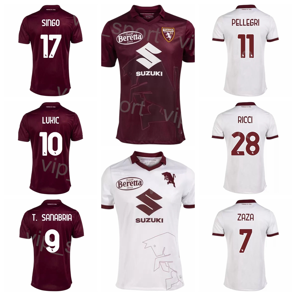

22-23 Club Torino Soccer 28 Samuele Ricci Jerseys 17 Wilfried Singo 59 Aleksei Miranchuk 26 Koffi Djidji 9 Antonio Sanabria 10 Sasa Lukic, With patch