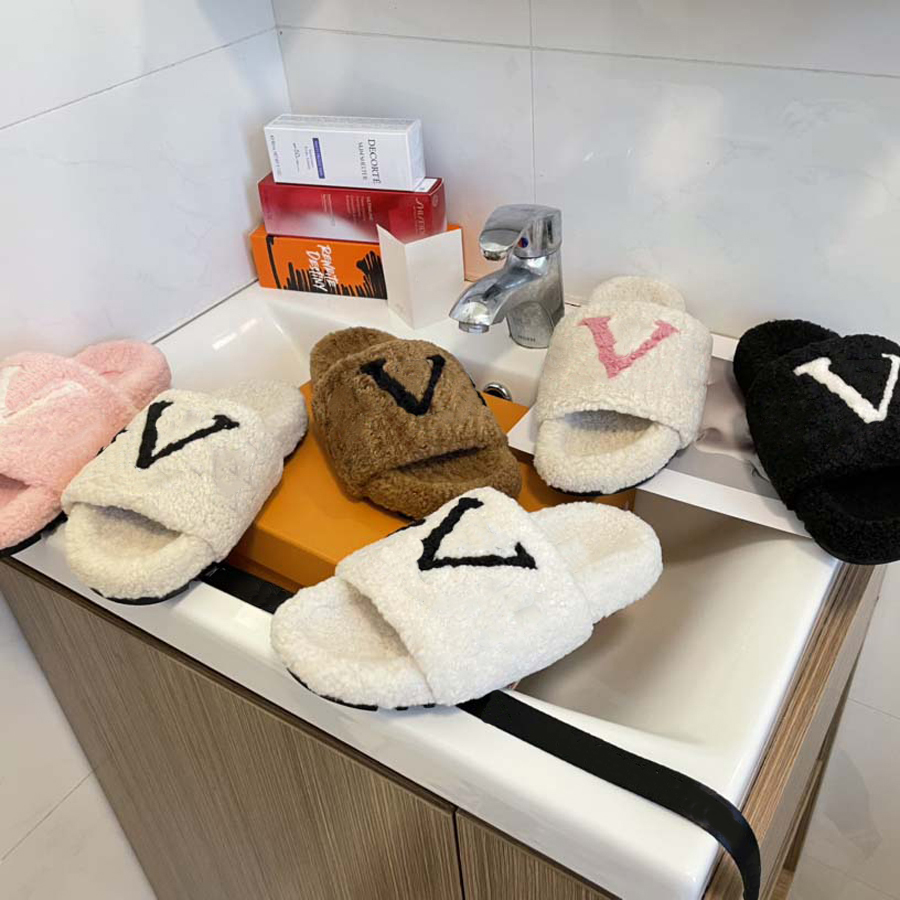 

Classics sandals Fashion plush slippers slides Floral brocade Gear bottoms Flip Flops women shoes striped causal slipper, Dust bag