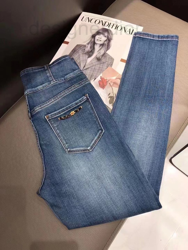 

Women's Jeans designer Three buttons high waist slim jeans women 2022 European new heavy industry small feet pencil pants trend GWR3, 2# packing bag