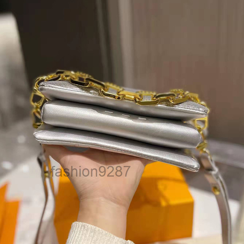 

designer bags Women Iv Coussin Messenger Bag Luxurys Bags Paris Brand Sequins Glitter Embossed Leather Crossbody Handbags Lady Big Chain
