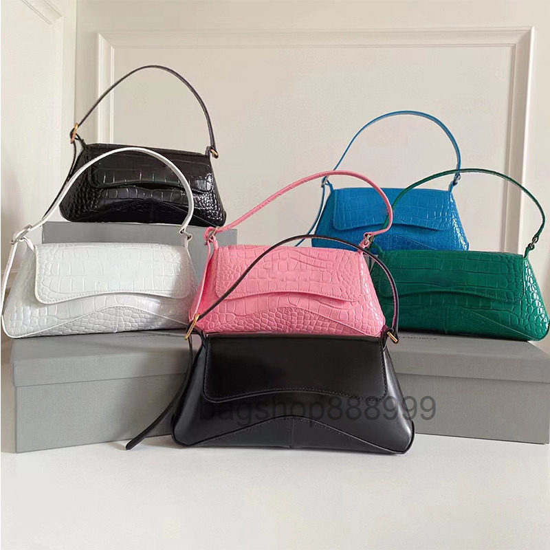 

9A Top Quality xx crocodile embossed small flap bag designer women underarm tote bag genuine leather handbag sheepskin lined ladies rse 27x