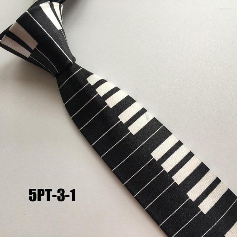 

Bow Ties 5cm Men Casual Fashion Polyester Necktie Black With White Narrow Piano Keyboard