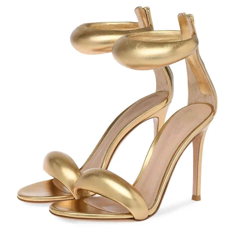 Bottes une sangle femme sandales sexy or stiletto talon arri￨re couverture zip talons femme 2022 chaussures de designer de luxe sandalias 220901
