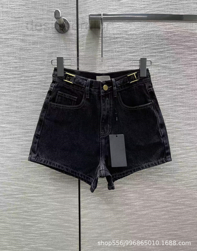

Women' Jeans designer Nanyou quality 2022 f family summer wild classic letter hardware BUCKLE decoration denim shorts, 2# packing bag