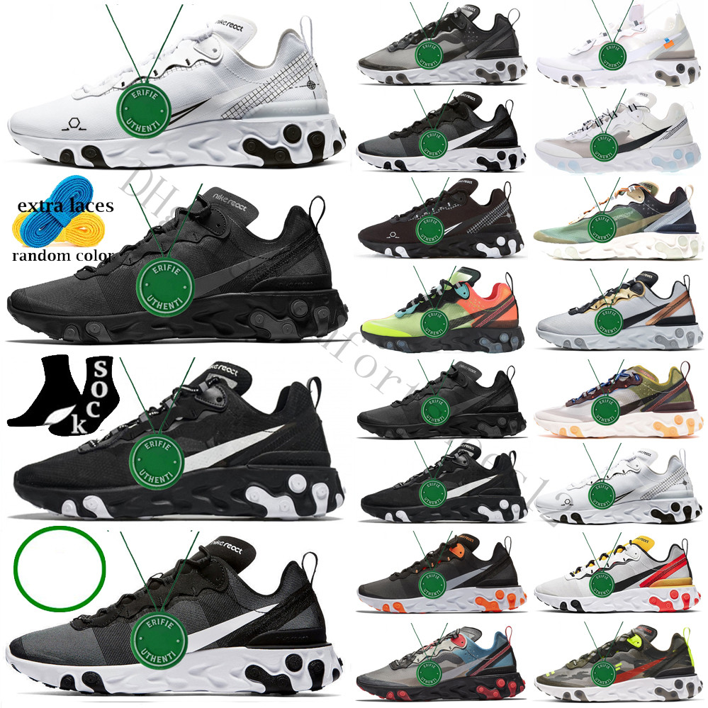 

Running Shoes Mens Trainer Sports Sneakers React Vision Triple Black White Light Smoke Grey Orange Peel Phantom Desert Sand Element 87 55, Color # 2