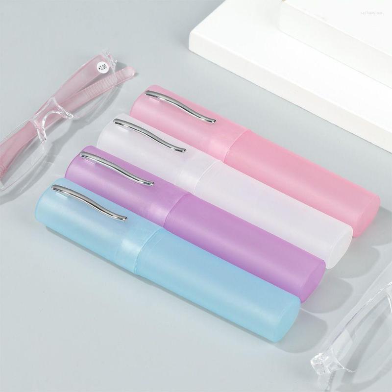 

Sunglasses Small Ultra Light Rimless Pen Holder Reading Glasses With Tube Case Men Women Portable Pocket Eyewear Presbyopia