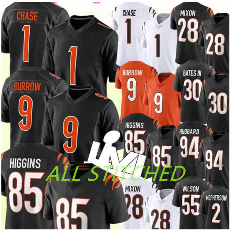 

Custom Men Women Youth Jersey Cincinnati''Bengals''9 Joe Burrow Ja'Marr Chase Joe Mixon Evan McPherson Sam Hubbard Tee Higgins Football Jerseys 4xl white, Color