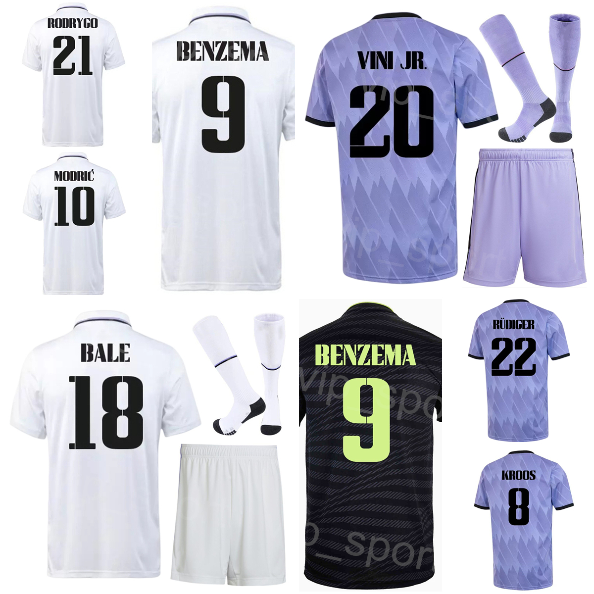 

Club Kids Man Soccer 18 Aurelien Tchouameni Jersey Set 10 Luka Modric 8 Toni Kroos 7 Eden Hazard 20 Vinicius Junior 9 Karim Benzema Football Shirt Kits 22-23 HuangMa