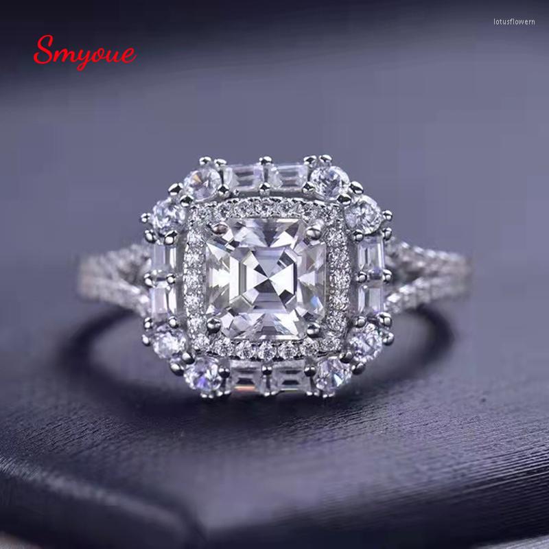

Cluster Rings Smyoue Asscher Cut 1ct Moissanite For Women Brilliant Diamond Wedding Band Girls Promise Gift 925 Silver Jewelry