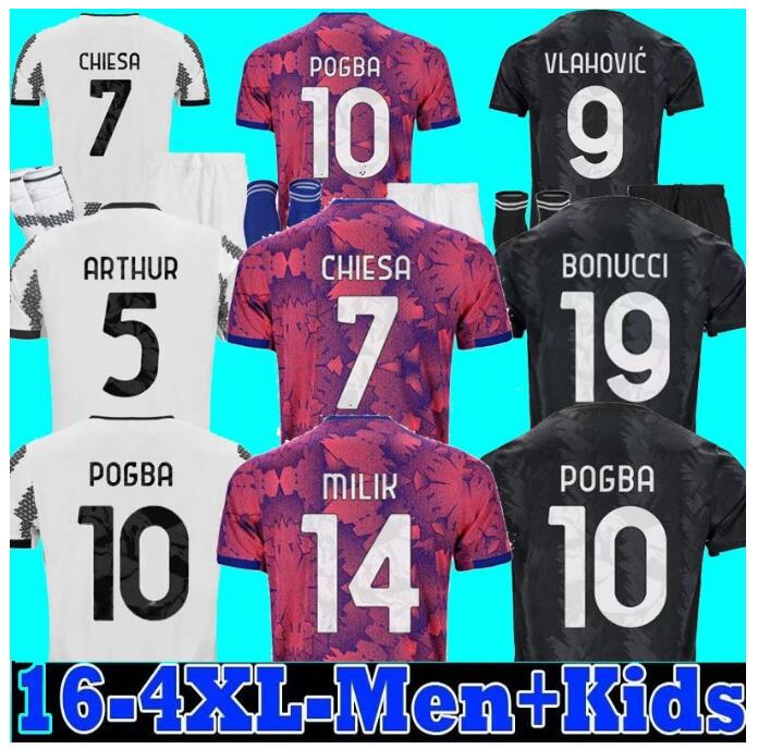 

maglia da calcio 22 23 juventus Soccer Jersey POGBA DI MARIA VLAHOVIC CHIESA MILIK 2022 2023 Football Shirt Men Women Kids Kit Player Version home away third boys sets