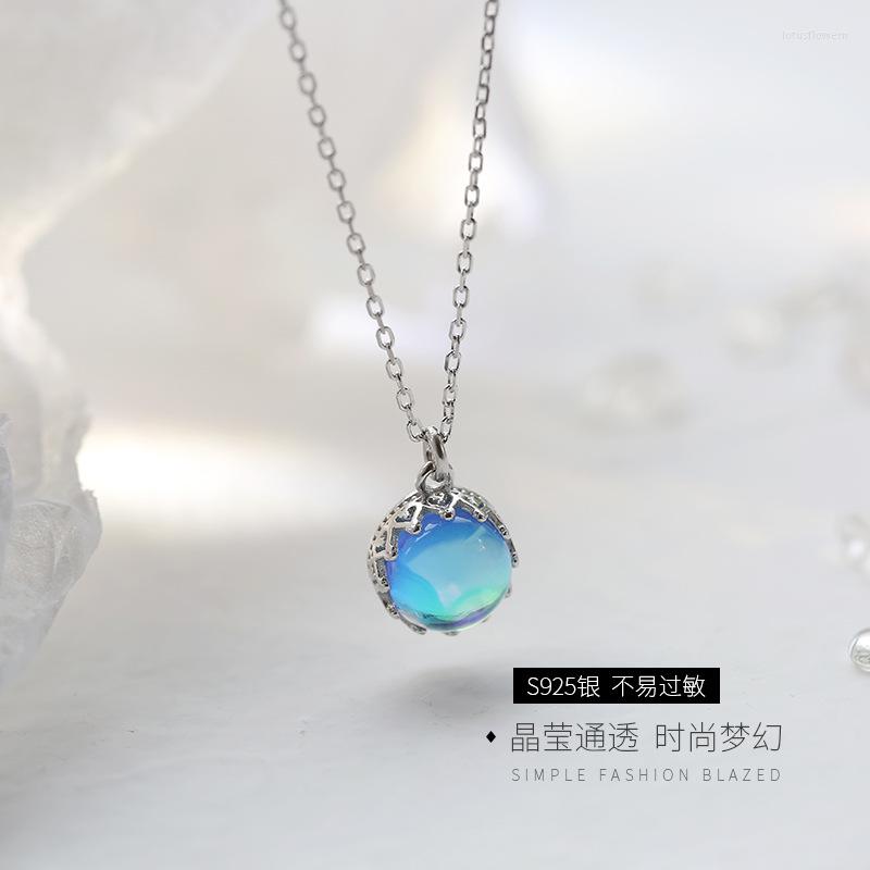 

Chains Mermaid Tear Colorful Crystal Woman Necklace 925 Sterling Silver Nacklace Jewellery Clavicle Chain Pendant Charms Gift