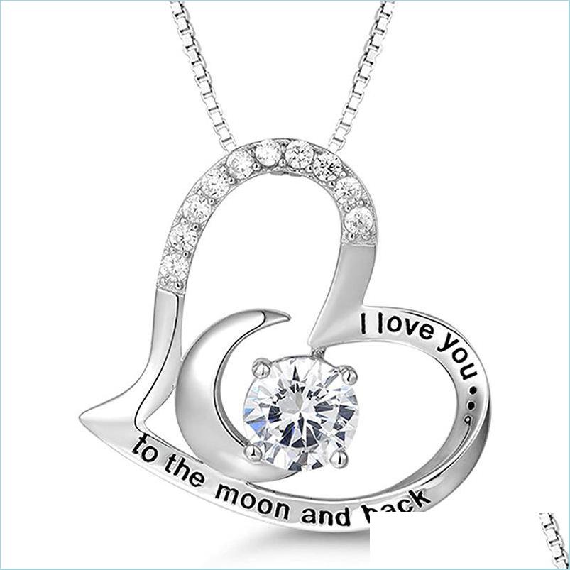 

Pendant Necklaces S925 Sterling Sier Necklace For Women I Love You To The Moon And Back Wife Birthday Gifts Mum Msee Pics Day Drop De Dhg8I