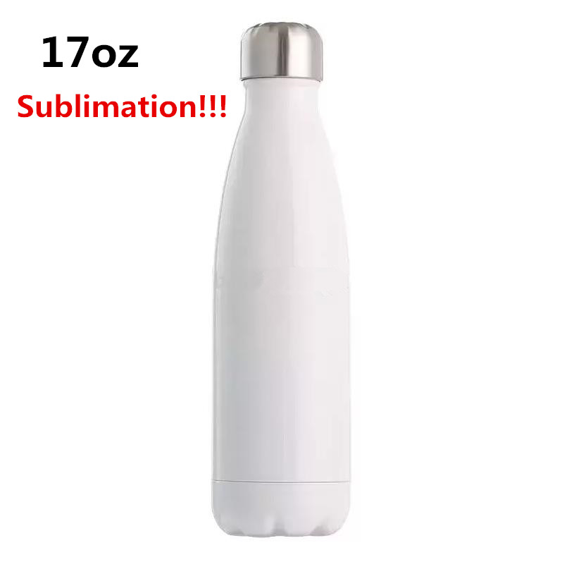 

DIY Blank Sublimation Water Bottles 17oz Cola Vacuum Flask Sports Water Tumblers Stainless Steel Double Wall Thermos with Lid Wholesale, White