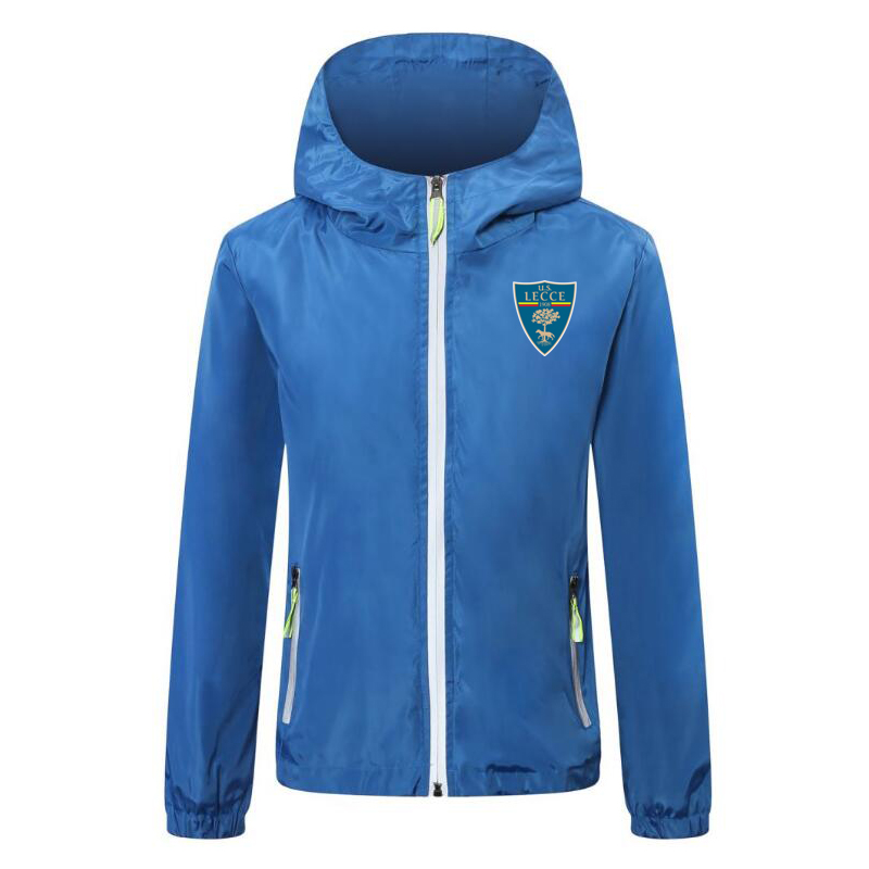 

Lecce Running Jackets Windbreaker soccer Jacket Luminous zipper Hooded football coats hoodie Solid Color sports Windproof Waterproof coat, Red