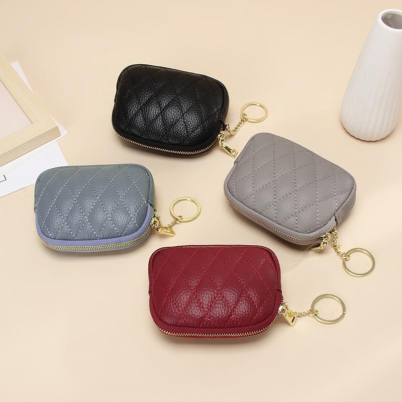

Wallets Genuine Leather Women Wallet Purse Short Card Coin Key Holder Change Pouch Soft Mini Pocket Zipper Small Money Bag Female, White