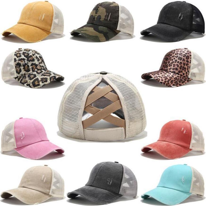 20 Colors Ponytail Baseball Cap Messy Bun Hats For Women Washed Cotton Snapback Caps Casual Summer Sun Visor Outdoor Hat232P
