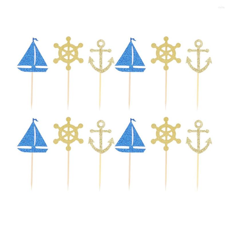 

Festive Supplies Cake Nautical Topper Cupcake Toppers Sailing Party Theme Themed Ocean Sailboat Ship Decoration Anchor Boat Picks Favors