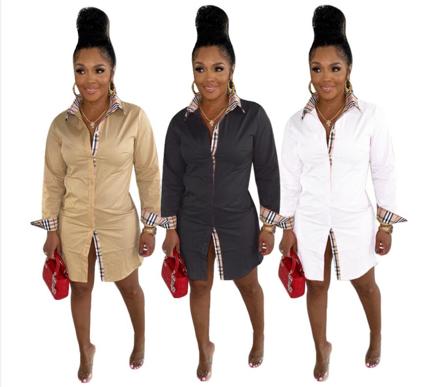 Designer de luxe en gros Plaid robes décontractées pour femmes 2023 été femme à manches longues Festival vêtements Sexy club blanc Mini tenues de