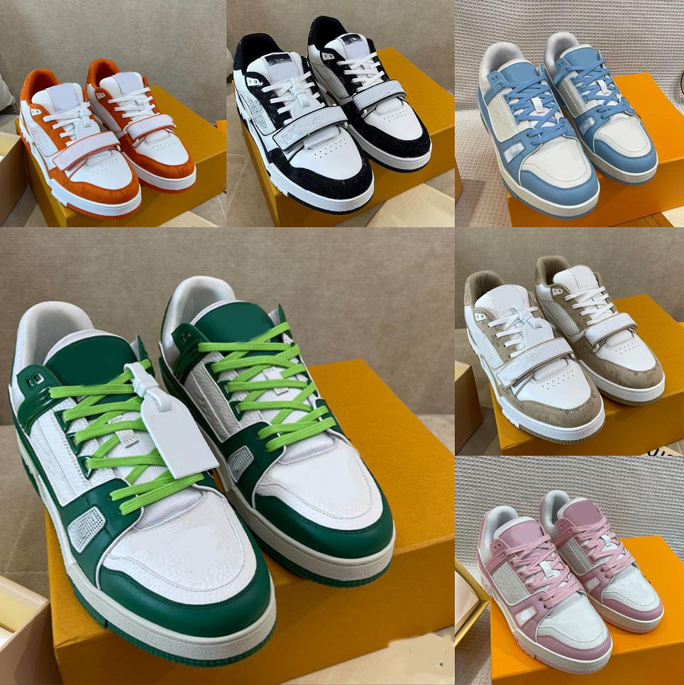 

2022 New color blocking leather sports shoes in autumn men's and women's lace up couple casual board shoes, Color 14