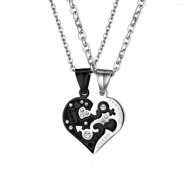 

Chains Lover's Trend Heart Shape Stainless Steel Suspension Pendant Necklace Romantic Men And Women Wedding Anniversary Gift
