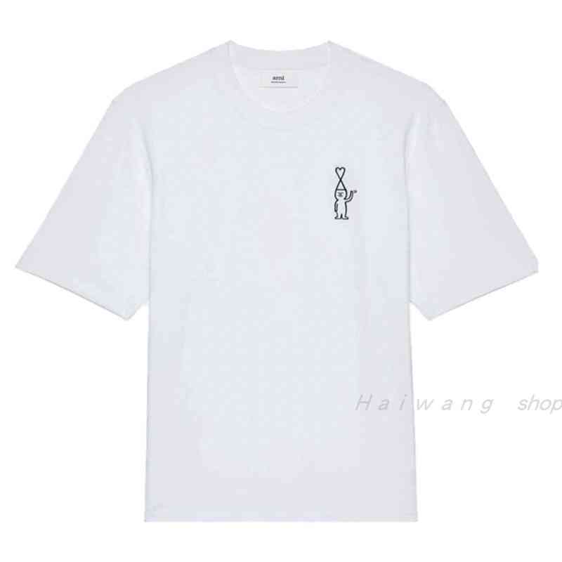 

t Shirts Mens Classic Amies Trendy Oversize Cartoon Love Figure Short Sleeve Casual Cotton Fashionable Polo Shirt, White 2