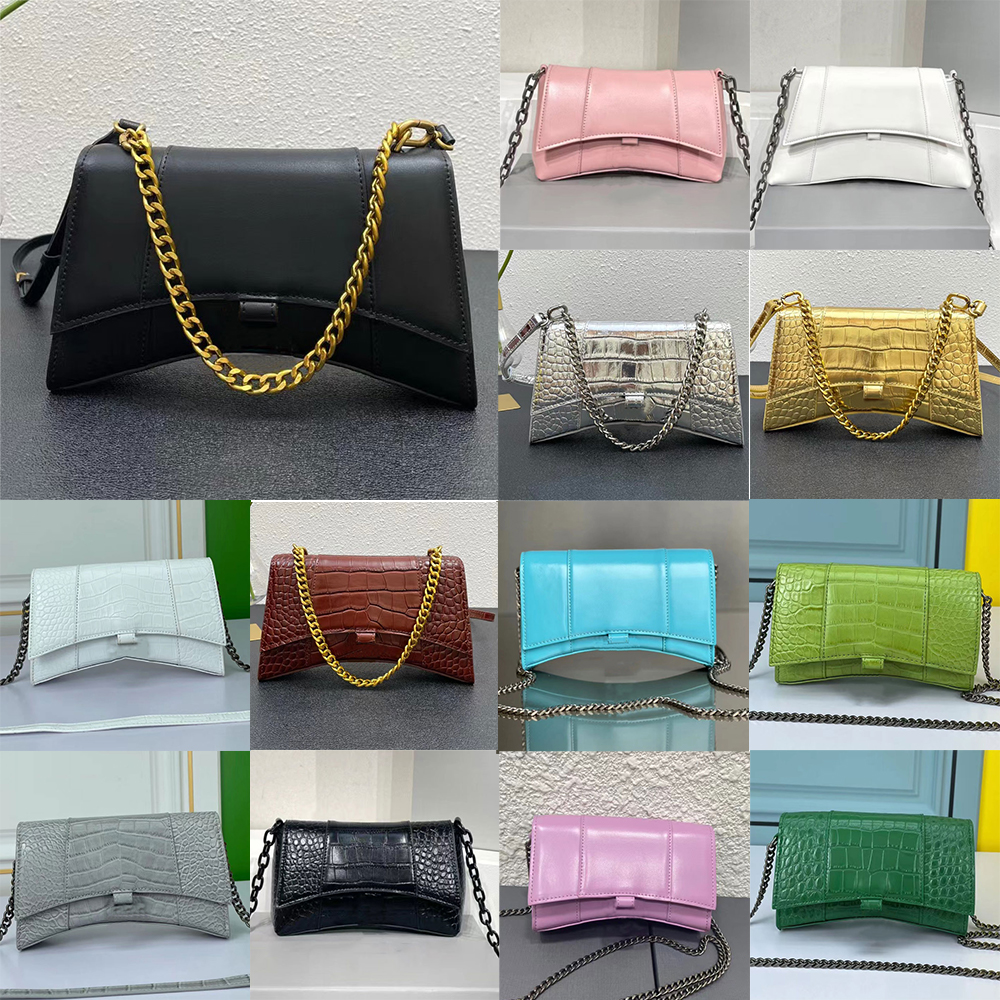 

Hourglass Wallet On Chain bag Shiny Crocodile Embossed Leather Handbags Hardware Designer Curvilinear Shape Mini Cross Body Studded Magnet Closure Purse, I need see other product