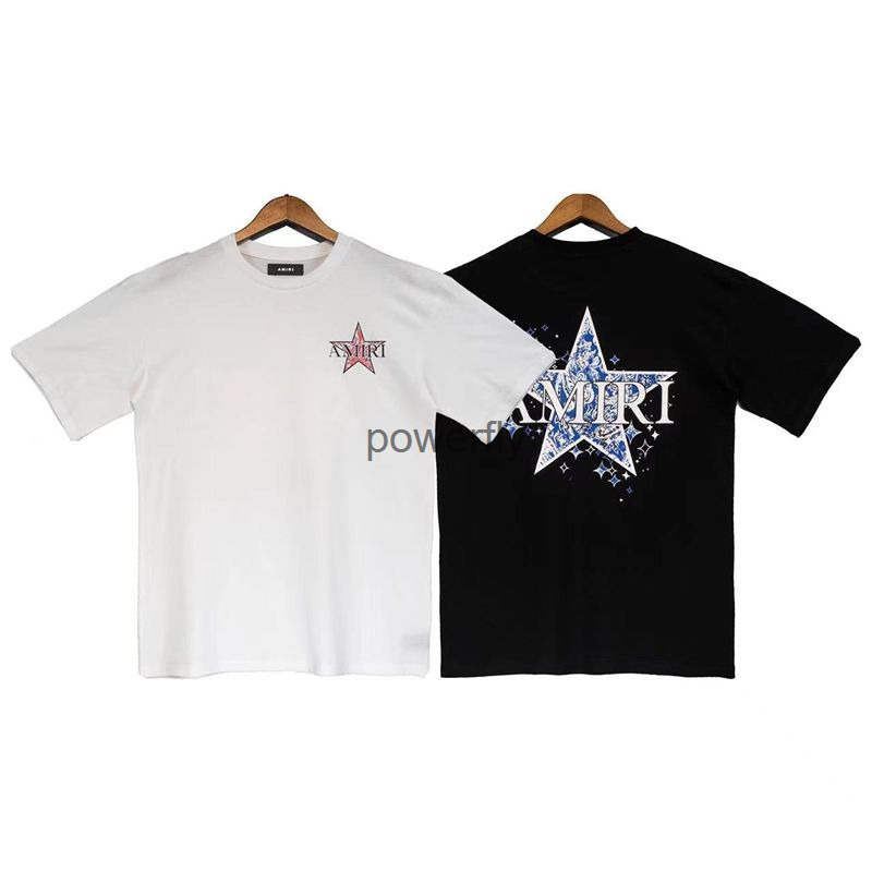 Men's T-Shirts Amirs cashew flower five pointed star American high street fashion brand summer men's and women's loose hip-hop Cot-image-801269441