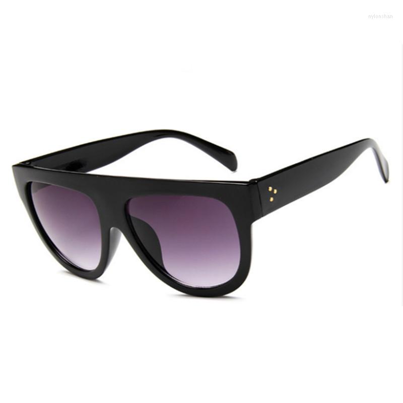 

Sunglasses FENCHI Women Oversized Flat Top Designer Brand Female Glasses For Lunette De Soleil Femme