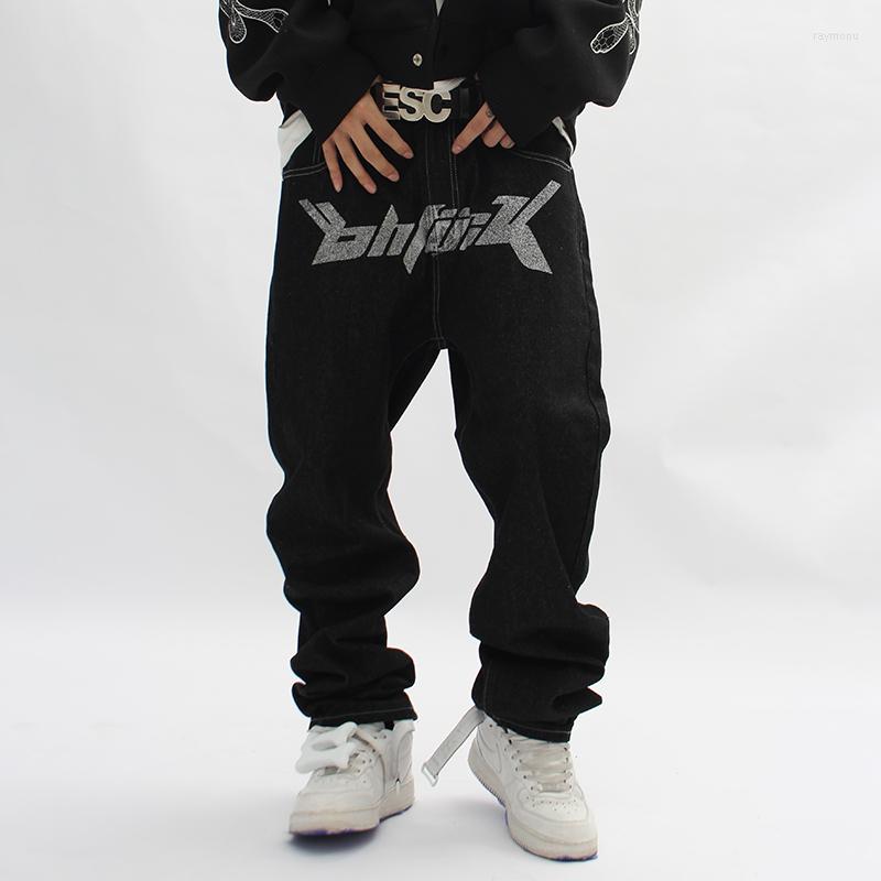 

Men's Jeans Dollar Print Y2k Men Baggy Wide Pants Casual Cotton Denim Trousers Oversize Black Loose Straight Harajuku Streetwear, Bat
