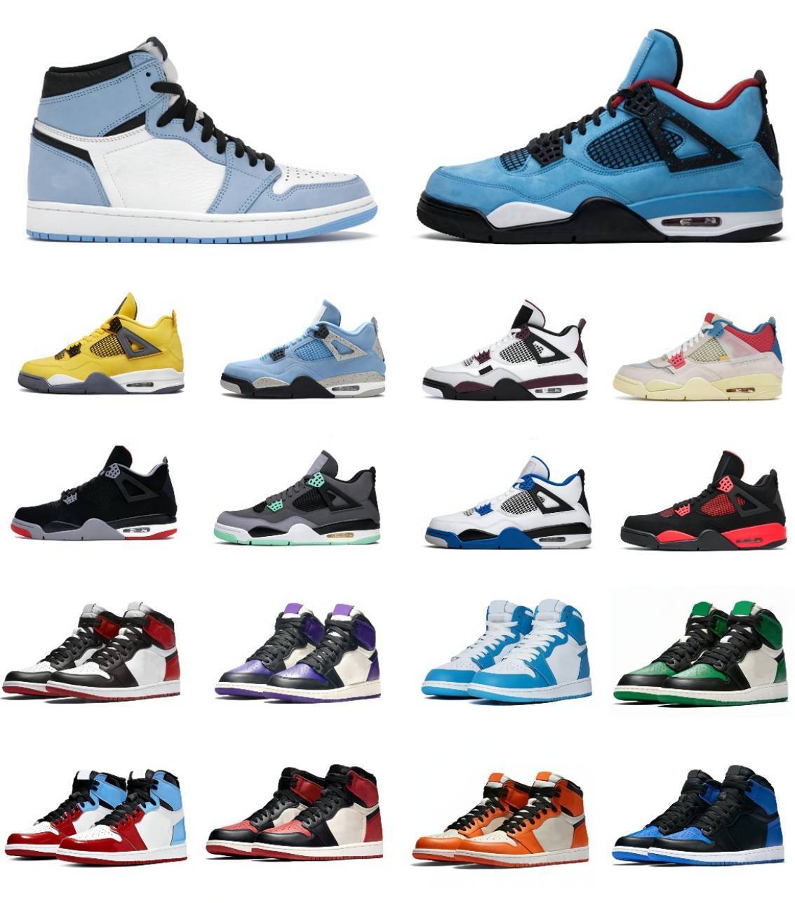 

Men Women Basketball Shoes 4 4s University Blue Jumpman 1 1s Mens Casual Sneakers Hyper Royal Black Cat Silver Toe Bred Electro Orange Dark Mocha, 16