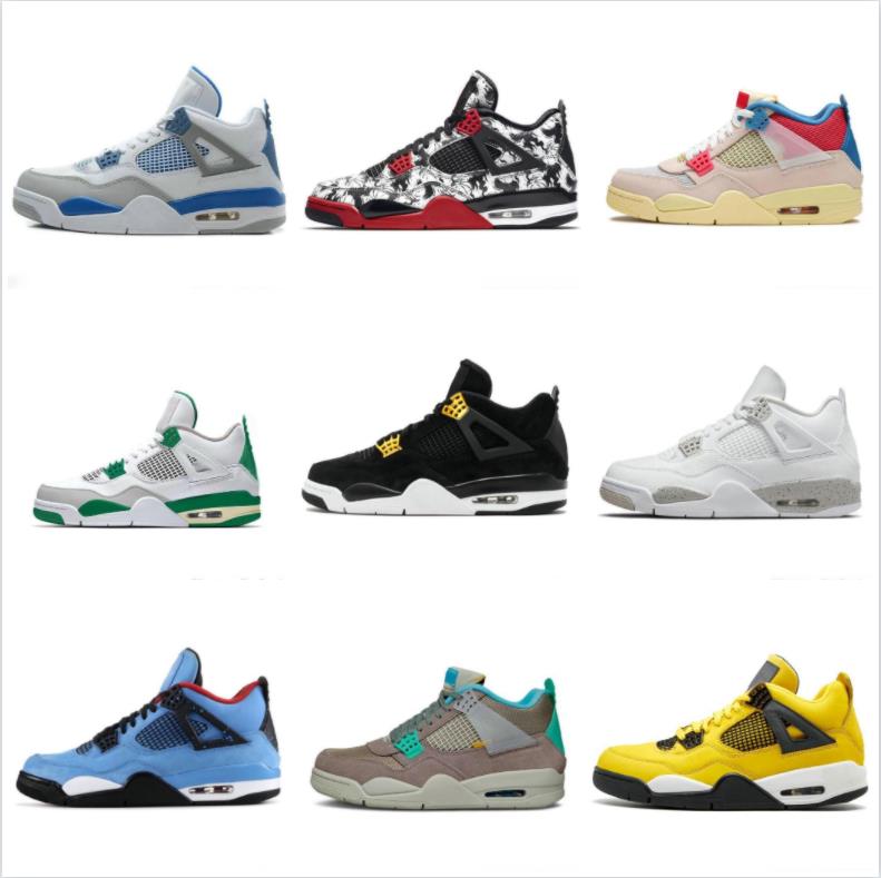 

Designer 4S Jumpman Basketball Shoes Sport Sneakers White Sail Oreo Military Black Cat University Blue Infrared Red Thunder Pure Money Metallic Purple Mens Women, Color 1