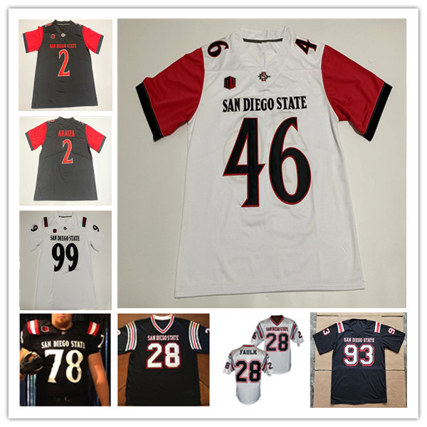 

San Diego State SD Aztecs College Football Jersey Braxton Burmeister Cam Davis Jaylon Armstead Kenan Christon Jesse Matthews Michael Shawcroft Greg Bell Thomas 4X, Man white