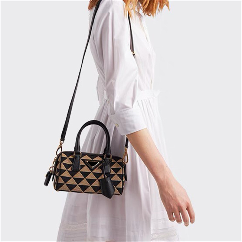 

Designer Boston Bags Women Fashion Bowling Totes Crossbody Pillow Bags Small Purses Symbole Handbags Mini Plaid Cross Body Shoulder Bag, Black1