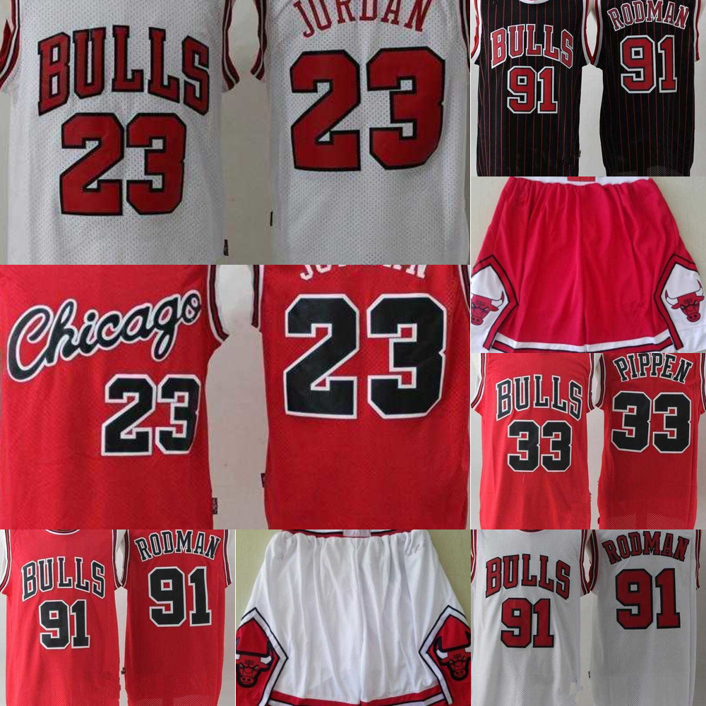 

basketball jerseys Chicago''Bulls''MEN michael 23 MJ dennis 91 rodman scottie 33 pippen shorts, Color