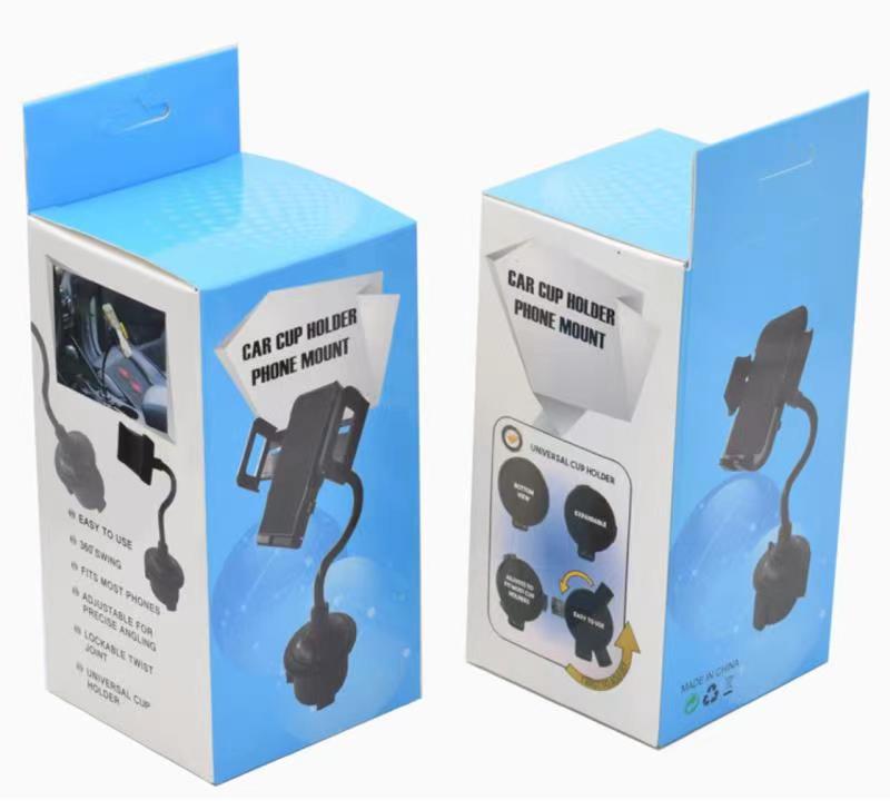 

Cup Holder Universal Cell Phone Mount 2-in-1 Car Cradles Adjustable Gooseneck Holder with box for iphone 14 pro plus samsung smartphone, Black